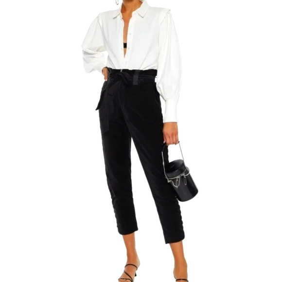 New IRO Crop Lace Up Velvet Slim Leg Pants Size 36 (4)